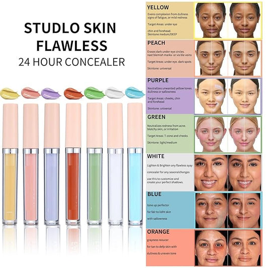 MAEPEOR Liquid Conceal Contour 7 Colors Cream Lightweight Liquid Concealer Contour Makeup for Concealing Blemishes, Brighten Dark Circles (Color 07 Yellow)