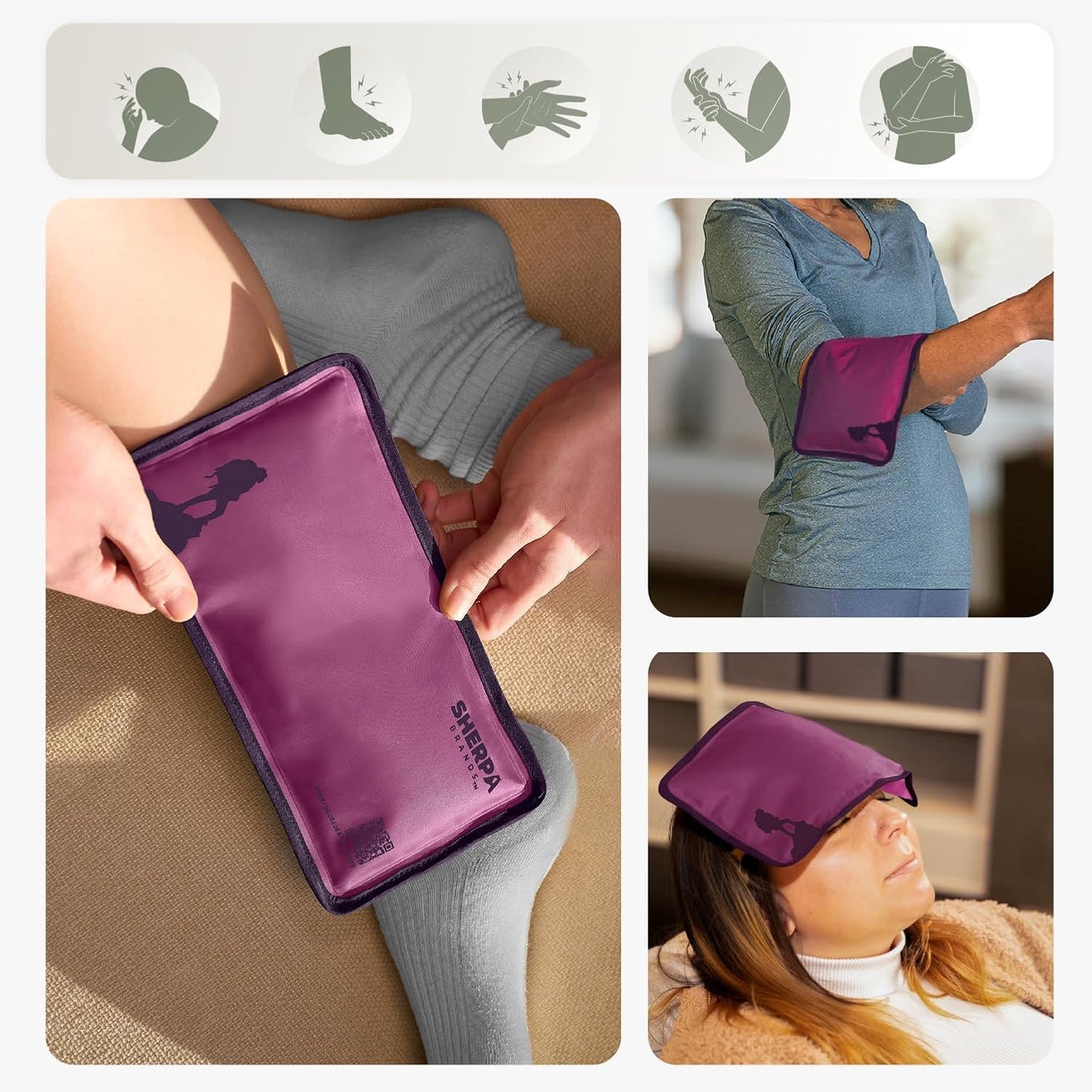 Small Soft Ice Packs for Injuries Reusable - Hot and Cold Flexible Gel Ice Packs Reusable for Ankle, Hand, Wrist, Head Pain Relief - 5" x 10" - 2PK - Purple