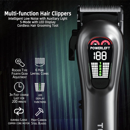 Hair Clippers for Men Professional Hair Trimmer for Men Cordless&Corded Barber Clippers for Hair Cutting & Grooming.Rechargeable Hair Trimmer Kit for Household(Silvery)