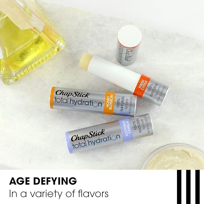 ChapStick Total Hydration (Fresh Citrus Flavor, 0.12 Ounce) Flavored Lip Balm Tube, Natural Age Defying Lip Care, Clinically Proven