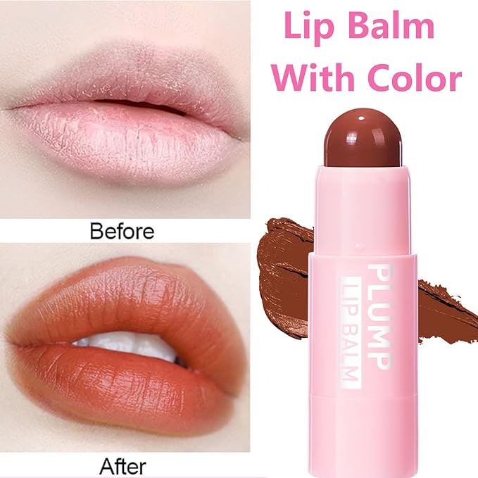 Tinted Lip Balm, Hydrating Colored Lip Balm , Moisturizing Lipstick for Women, Color Lip Plumper Balm,Lip Brightening for Dark Lips, Lip Tinted Moisturizer, Lip Moisturizer for Very Dry Lips, Reduce Lip Wrinkles, 4.8G/0.17Oz