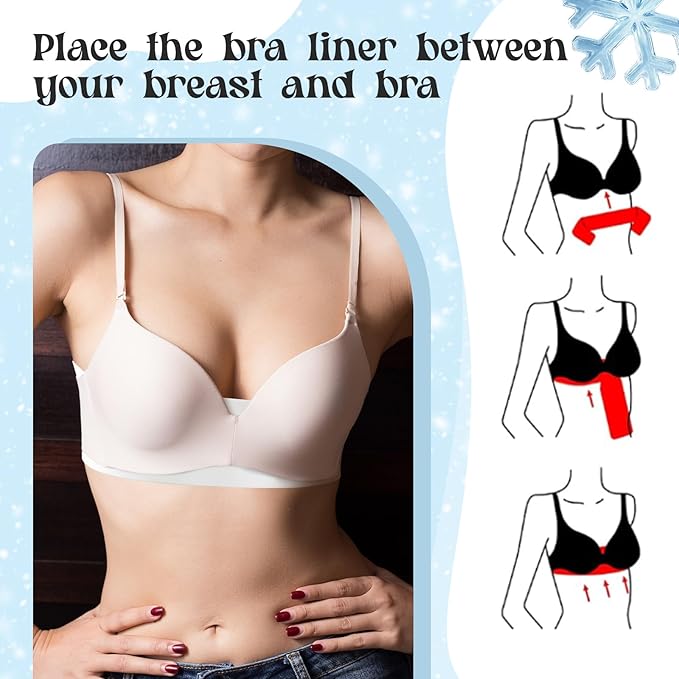 Toulite Cool Ice Silk Bra Liners for Sweat 10 Pcs 3 Layer Medium Washable Rectangle Cool Ice Silk Under Breasts Pads for Women Absorb Sweating, 18 x 3 Inches White for Summer