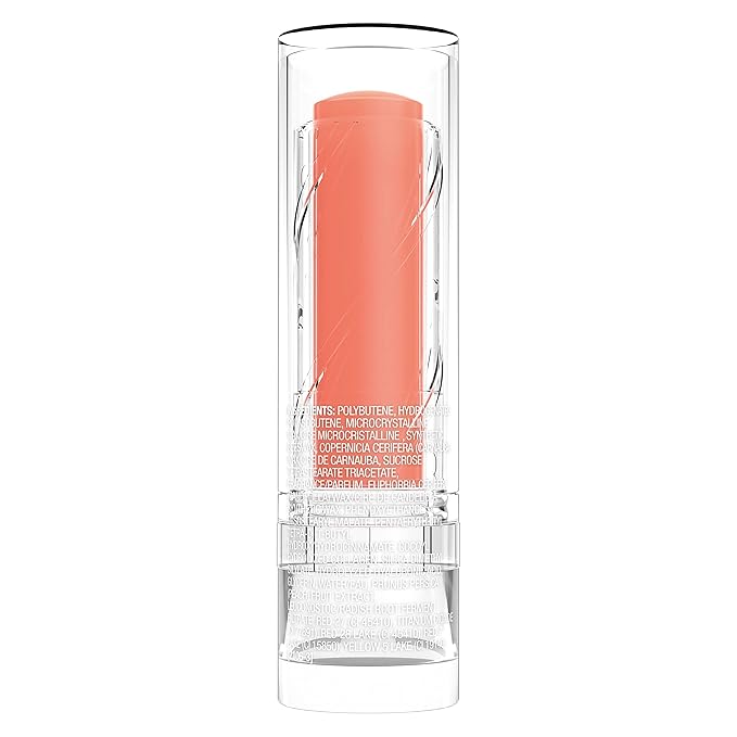 wet n wild Perfect Pout So Pouty Shine Tinted Lip Balm Peach Flavored, Hyaluronic Acid, Vegan Collagen, Moisturizing For Dry Lip Care, Pink