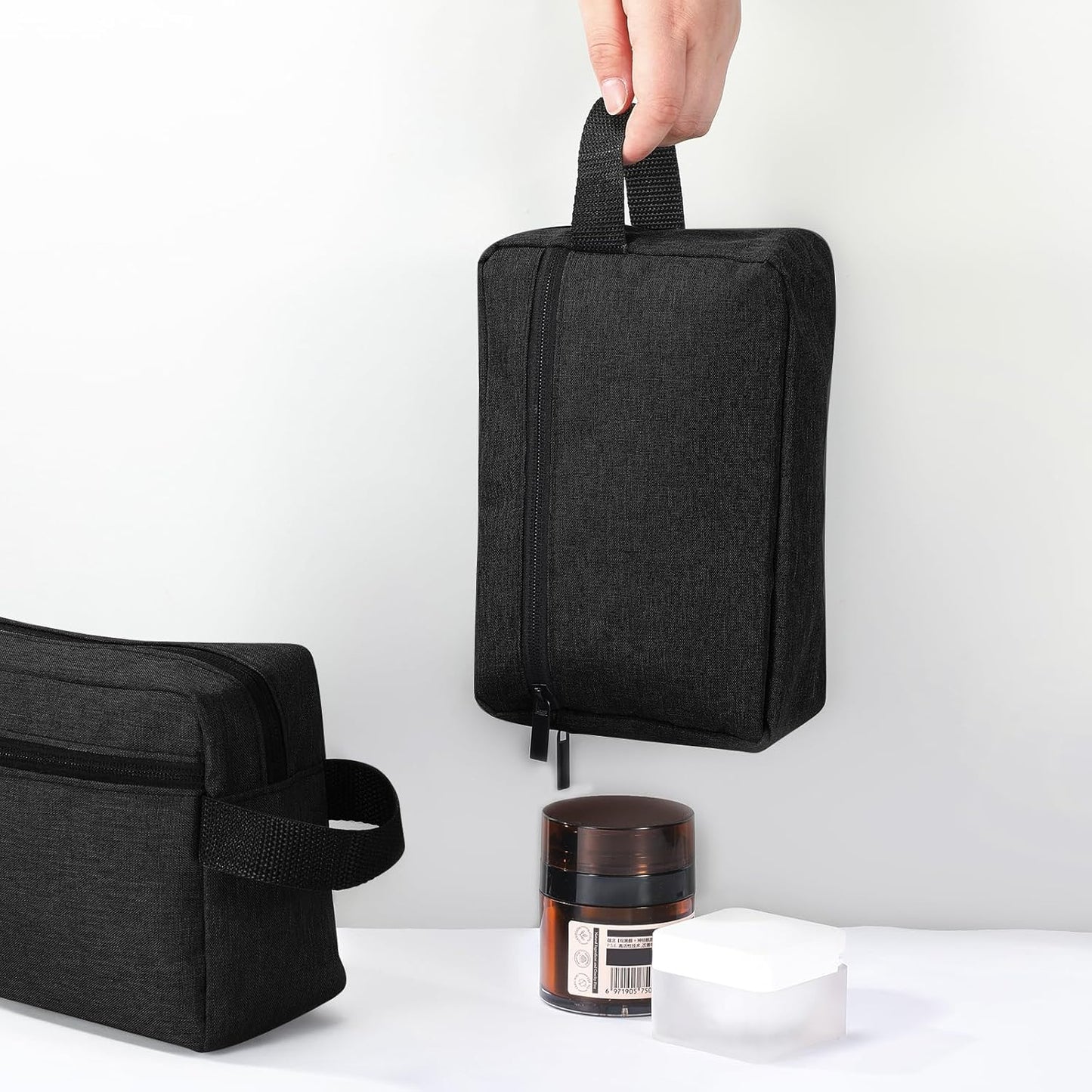 Paterr 16 Pcs Travel Toiletry Bag for Women Men Large Water Resistant Shaving Bag Hanging Cosmetic Bag with Handle and Divider Storage Travel Pouch Case (Black)