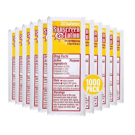 Sunscreen Lotion, SPF30 Protection and PABA Free, Individual Packets of Sunscreens (Pack of 1000) – Travel Size Sun Screen for Outdoors, Bundled with reclosable Homesphere bag