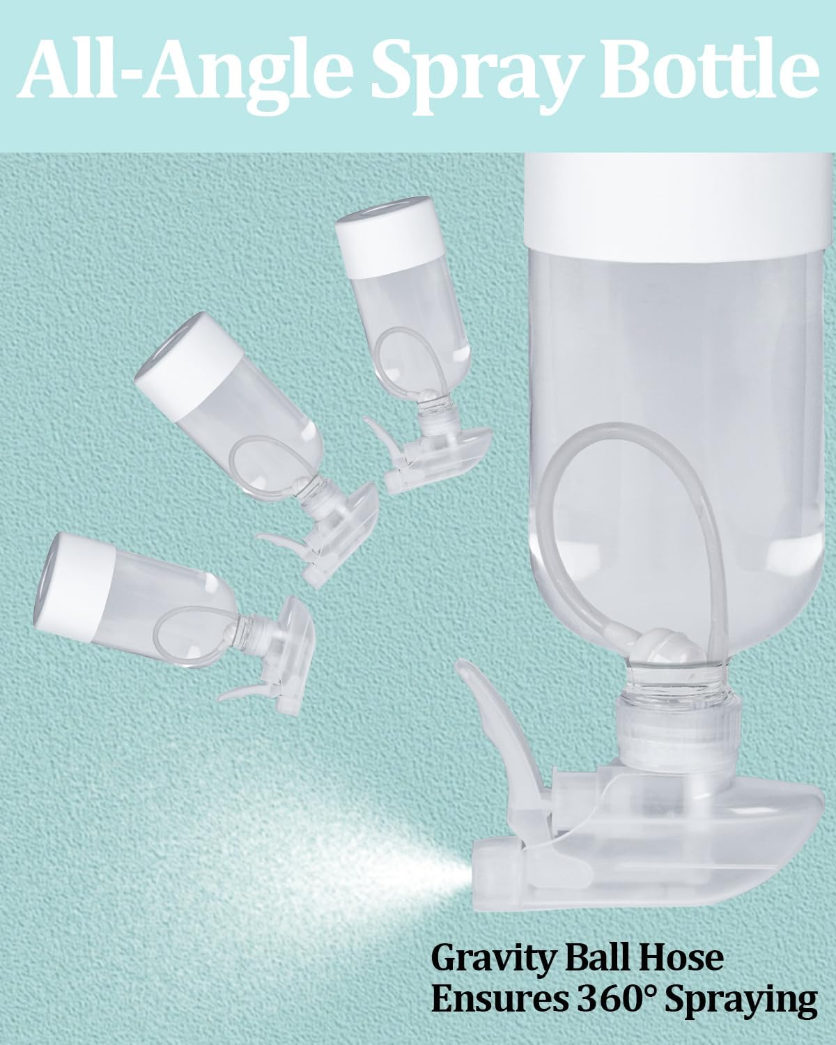 2 Pack 360° Glass Spray Bottles with Silicone Sleeve, 16 oz Empty Refillable Containers with Adjustable Spray Nozzles, Spray Bottles for Hair, Cleaning Solutions and Plants White