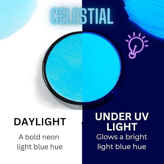 Mehron Paradise FX UV Neon Glow – Neon UV Celestial 1.4 oz | Water Activated Black Light UV Paint for Raves, Costumes, SFX, Halloween, Stage, Theater & Cosplay