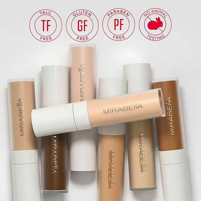 Mirabella Invincible For All Perfecting Under Eye Concealer Full Coverage - Hydrating Makeup Concealer for Dark Circles, Fine Lines & Wrinkles w/Hyaluronic Acid - Tan T180