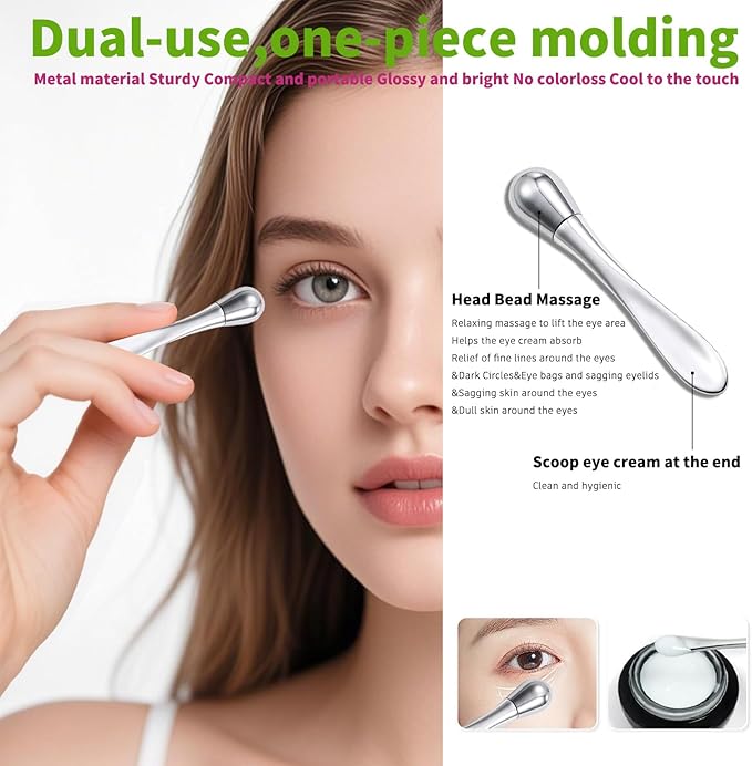 Stainless Steel GuaSha & Eye Cream Applicator Facial Tools, Metal Guasha for Face Neck, Eye Massager Tool, Lymphatic Drainage Face Massage Tool, Skin Care Gift