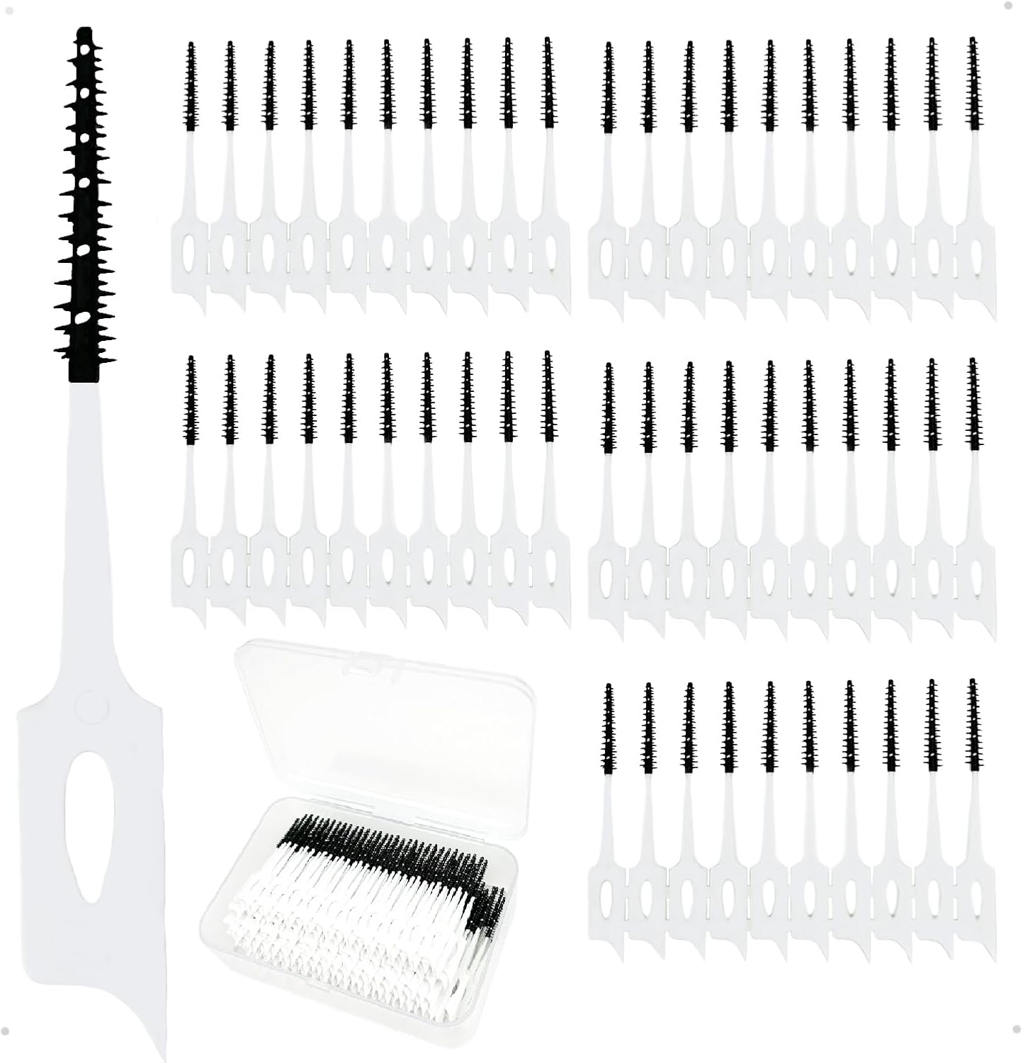 300 Pieces Dual-Use Interdental Brushes Soft Silicone, Disposable Dental Picks,Premium Dental Floss Picks for Effective Teeth Cleaning (300pcs Black)