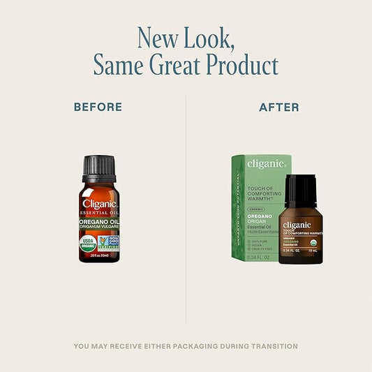 Cliganic Organic Oregano Essential Oil, 100% Pure Natural for Aromatherapy | Non-GMO Verified (Packaging May Vary)