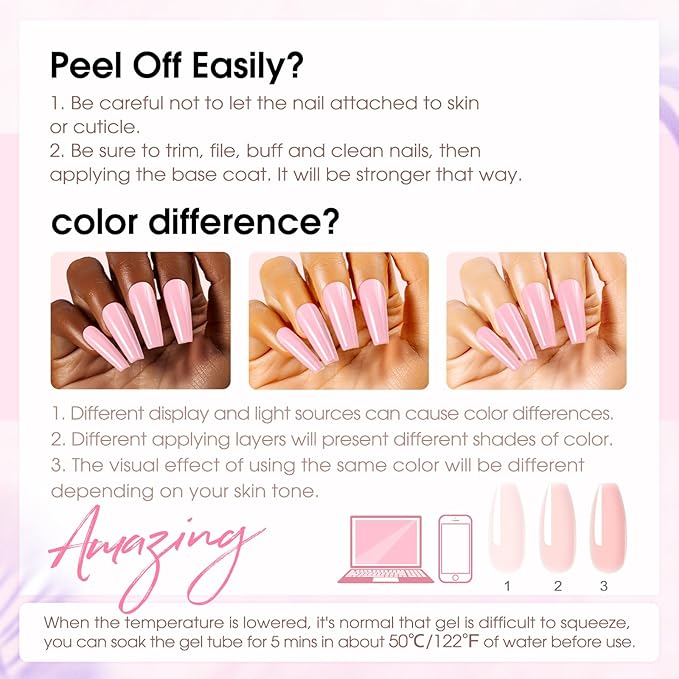 ROSALIND Poly Nail Gel Kit -12 Colors + Nail Art Accessories kit Clear Nude Poly Nails Gel Kit Starter Kit With Slip Solution Pro Nude Pink Nail Extensions Gel Set with Mini UV Lamp