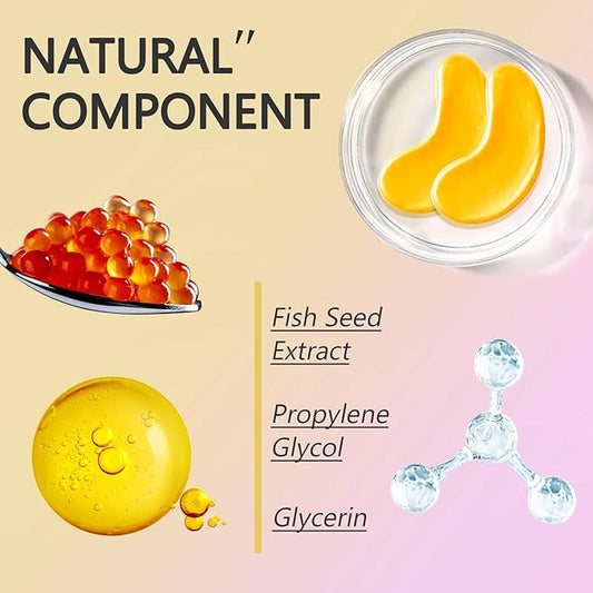 Under Eye Patches -30 Pairs Caviar Essence Eye Mask Eye Pads for Puffy Eyes, Reducing Dark Circles, Anti-Aging, Collagen Eye Mask for Moisturizing, Gold