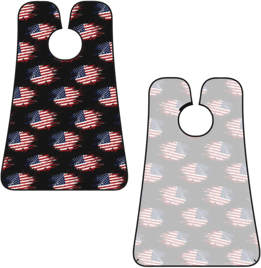 Beard Apron Hair Catcher, American Flag Art Shave Bib, Waterproof Non-Stick Shaving Bib, Trimming Grooming Tool for Dad Men Anniversary