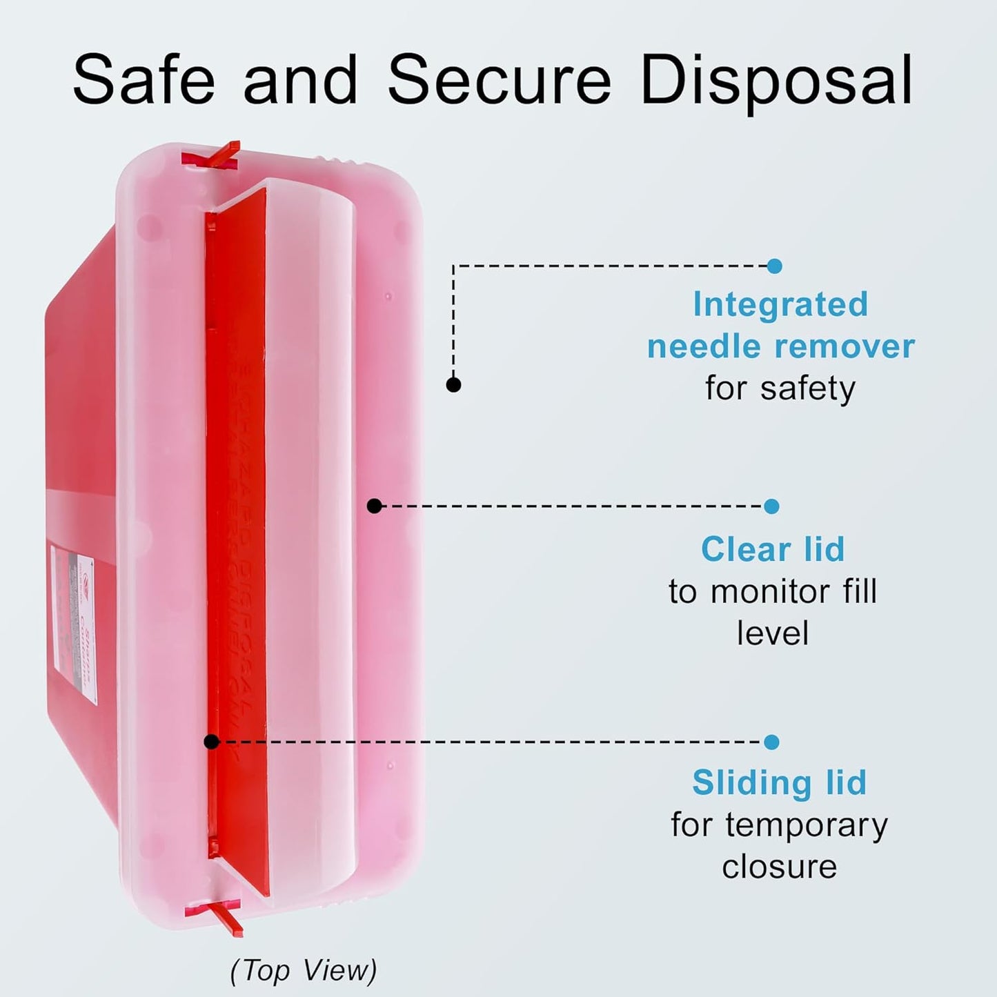 Sharps Container Large - Sharps Containers for Home Use and Labs - Portable Needle Disposal and Travel Size Biohazard Bin - 5 Quart (Pack of 1)