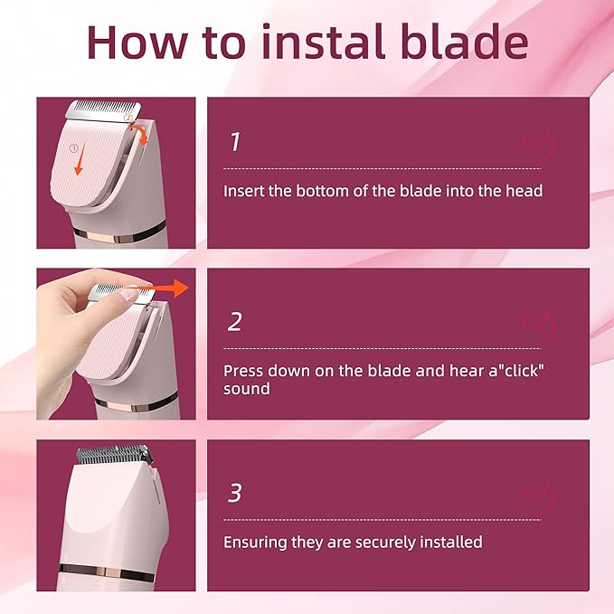 Trimmer for Women: 3 in 1 Gentle Painless Electric Razor for Women,120min Cordless Runtime,USB Charge Dock,IPX7 Waterproof Wet & Dry Use Portable Facial Razor with Ceramic Blade Travel Grooming Kit