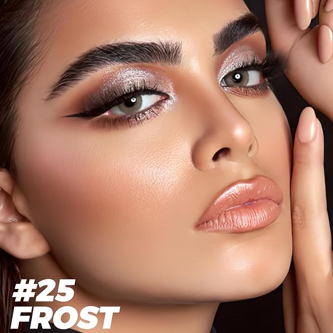 FOCALLURE Shimmer and Matte Cream Eyeshadow Stick,Smooth Brilliant Eye Brightener Pencil for Women,Long Lasting Waterproof Eye Shadow and Liners Makeup,FROST