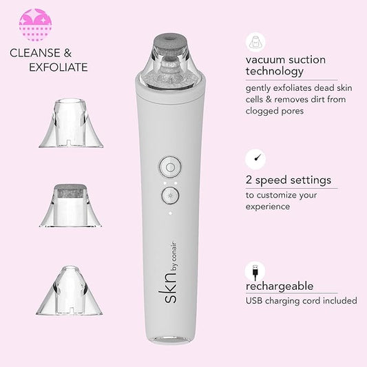 skn by conair Microdermabrasion Facial Tool, Pore Vacuum, Remove Dead Skin Cells and Dirt from Clogged Pores
