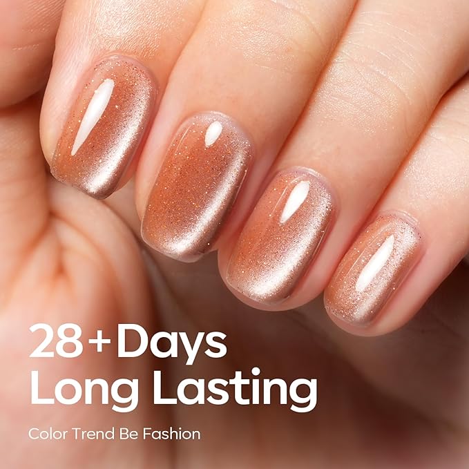 modelones Cat Eye Gel Nail Polish, 6 Colors Nude Gel Polish Pink Glitter Brown with Magnet Sparkle Galaxy Series Nail Polish Kit Soak Off Led Nail Art Manicure Salon DIY Gifts