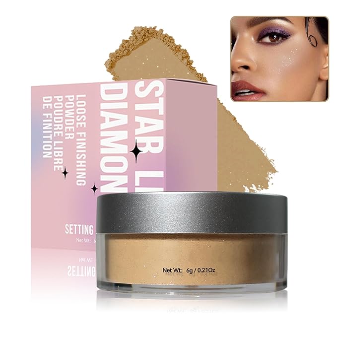 Oil Control Loose Powder Makeup Translucent Setting Powder Shimmer Long Lasting Lightweight Polvo Traslucido Maquillaje Para Mujer Face Powder Makeup - 03 Dark Complexion Shimmer
