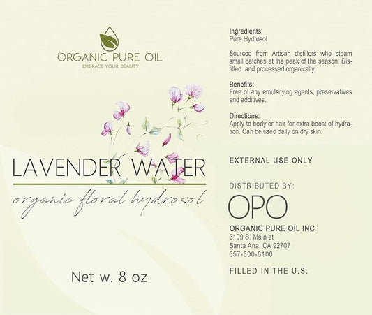 OPO Lavender Hydrosol Spray 8 oz & Sprayer Pure Steam Distilled Vegan Toner Spritz Cleanser Water Calming Toning Aromatherapy Body Mist Linens Makeup Gentle Hydrosol Water - Packaging May Vary