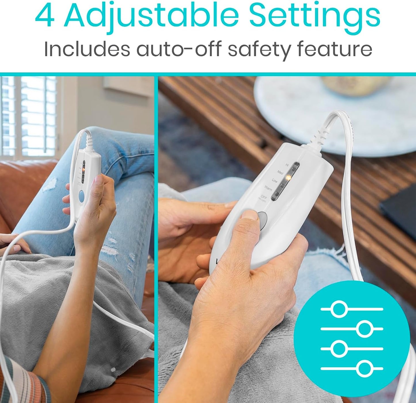 Vive Moist Heating Pad - Electric Heated Warming Hot Wrap for Heat Therapy on Back, Knee, Shoulder, Neck Pain, Period Menstrual Cramps, Cats, Dogs, Pets - Portable, Auto Shut Off (12" x 15")