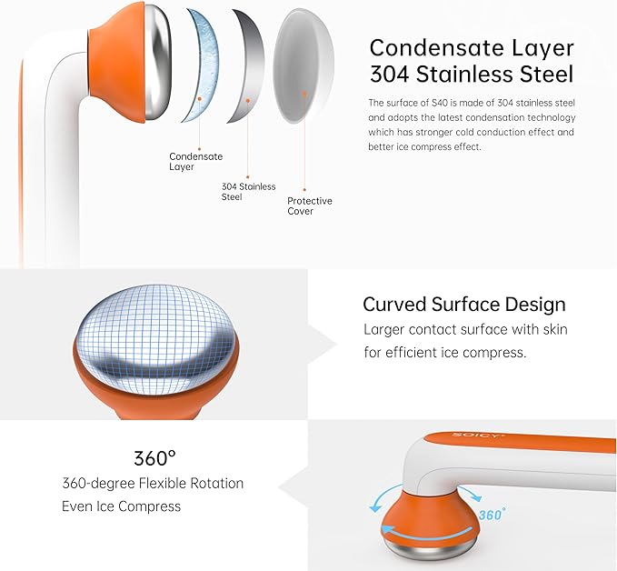 ONLYSKY BEAUTY Cooling Ice Roller Facial Massage Roller for Face (Orange)