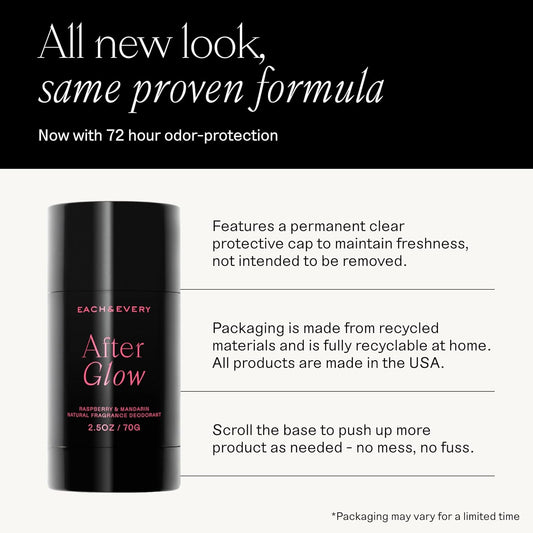 Each & Every Aluminum Free Deodorant for Women & Men, Raspberry & Mandarin - All Natural Deodorant for Sensitive Skin, EWG Verified - Clean, Baking Soda-Free, Plant-Based Fragrance - 2.5oz, 2 Pack