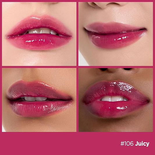 Laka Fruity Glam Lip Tint Mini, Glowing Lip Stain with Wide Color Spectrum, Hydrating & Lightweight Texture, Long-Lasting Bold Stain, Non-Sticky, Vegan, K-Beauty (#106 Juicy)
