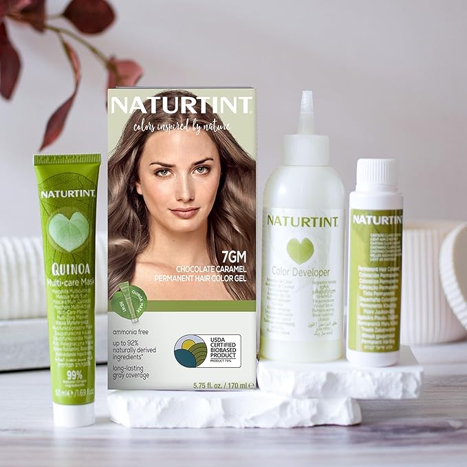 Naturtint 7GM Chocolate Caramel Permanent Hair Color (Pack of 6), Ammonia Free, Vegan, Cruelty Free, up to 100% Gray Coverage, Long Lasting Results (Packaging may vary)