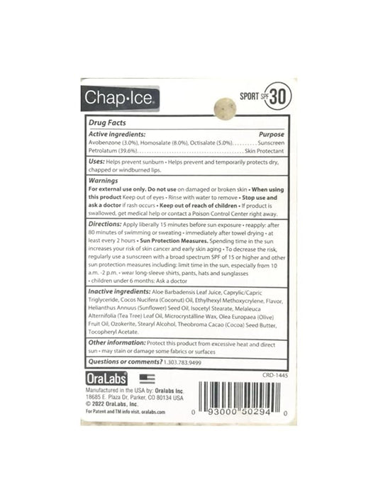 Generic Chap Sport SPF30 TROPICAL COCONUT Ice Lip Balm Stick, 1 Count (Pack of 1)
