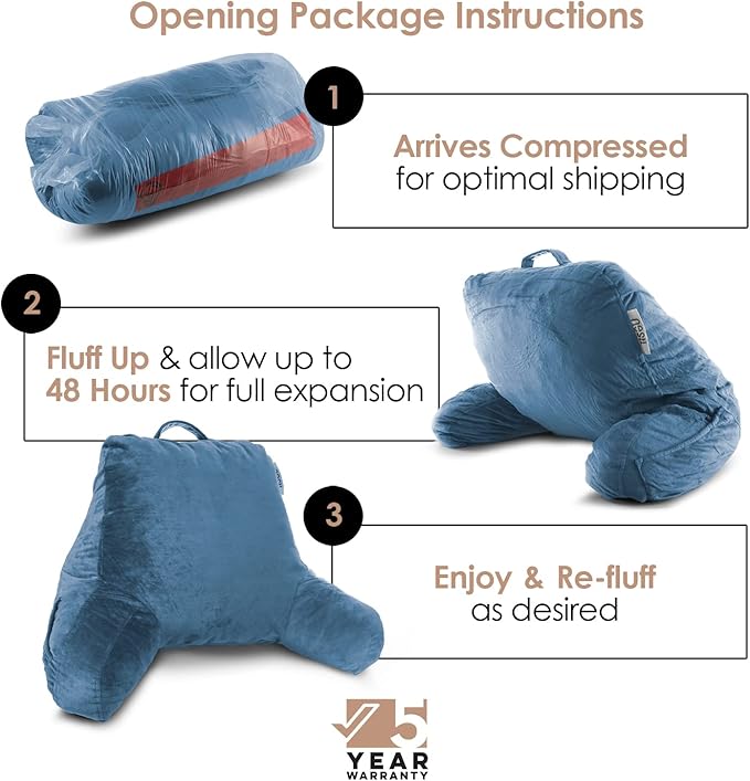 Nestl Reading Pillow for Kids & Teens with Shredded Memory Foam, Backrest Pillows for Reading, Watching, and Gaming, Use on the Couch, Bed, or Floor, Adjustable Support with Washable Cover Blue Heaven