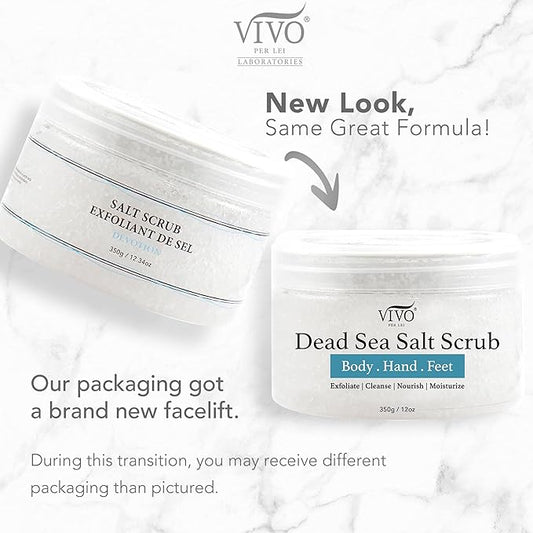 Vivo Per Lei Body Scrub - Exfoliating Body Scrub with Dead Sea Minerals - Dead Sea Salt Scrub for Hands & Legs - Body Exfoliant for a Supple Beach Body - 350 g/ 12.34 oz