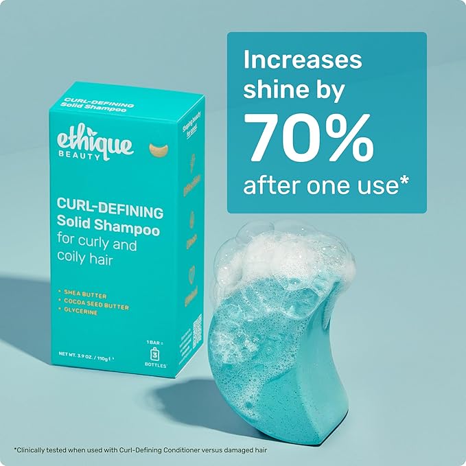 Ethique Curl-Defining Shampoo Bar with Shea Butter - Plastic-Free, Vegan, Cruelty-Free, 3.88 oz - Professor Curl