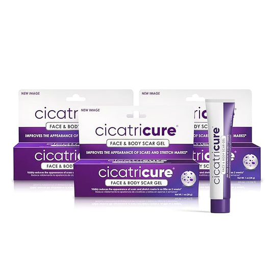 Cicatricure Advanced Scar Gel for Face & Body - Proven Results in 2 Weeks, Scar Treatment for Surgical Scars, Stretch Marks, Scars of Burns and Injuries, Acne Scar Treatment, 1 oz (28 g) - Pack of 3