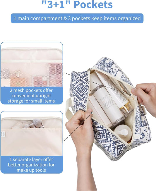 Full Size Toiletry Bag Women Large Cosmetic Bag Travel Makeup Bag Organizer Medicine Bag for Toiletries Essentials Accessories (Large, Elephant)