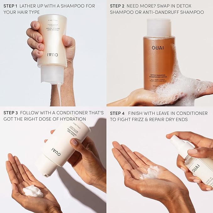 OUAI Leave In Conditioner & Heat Protectant Spray - Prime Hair for Style, Smooth Flyaways, Add Shine and Use as Detangling Spray - No Parabens, Sulfates or Phthalates (1.5 oz)