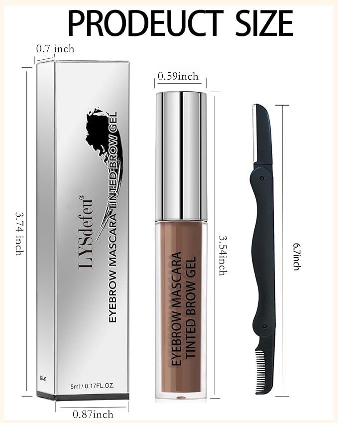 Waterproof Tinted Brow Gel-Long Lasting Smudgeproof Liquid Eyebrow Makeup,Eyebrow Mascara Tinted Brow Glue,Eye Brow Filler,Volumizing Enhance Brow Mascara,With Brow Razor Brush,Gift for Women-Blonde