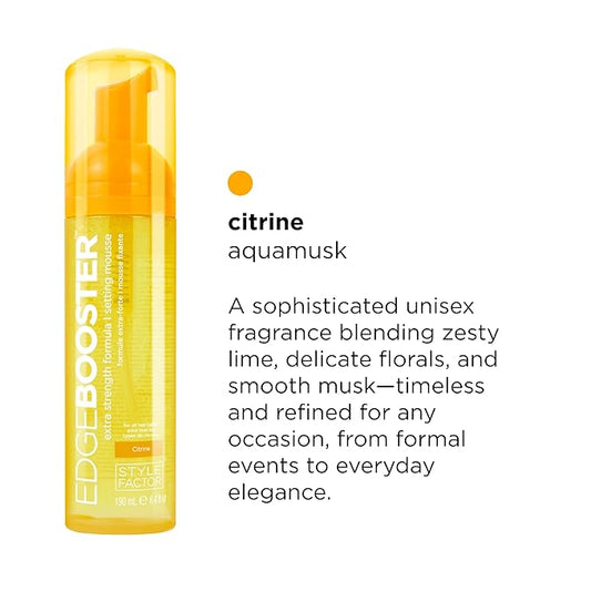 Style Factor EDGE BOOSTER Extra Strength Setting Mousse – Frizz Control, Extra Volume, and Conditioning – 2.5oz Citrine Mousse for Curly Hair