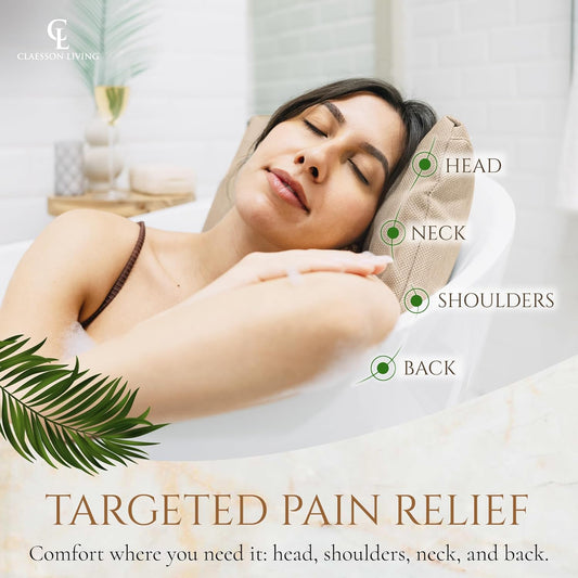 Luxury Bath Pillow for Tub - Thick and Comfortable Bathtub Pillow Support for Head and Neck and Back - Washable Quick-Drying Bath Pillows - Bath Cushion for Home Spa - Fits Any Bathtub - Sand