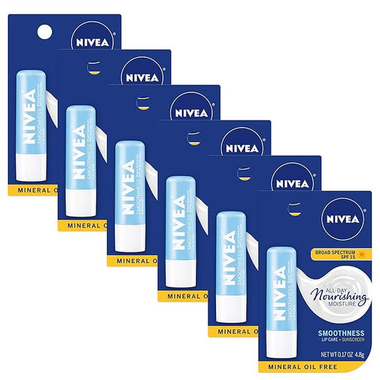 NIVEA Smoothness Lip Care SPF 15 Carded, 1 Count, Pack of 6