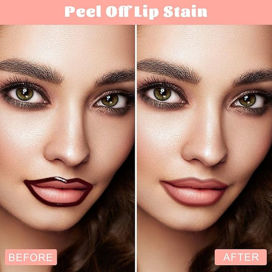 Peel Off Lip Liner Stain - Long Lasting Natural Lip Stain Transfer-proof Lip Liner, Moisturizing Waterproof Lip Gloss Stain, Highly Pigmented Color for All Skin, Ideal Gifts for Women (Coffee)