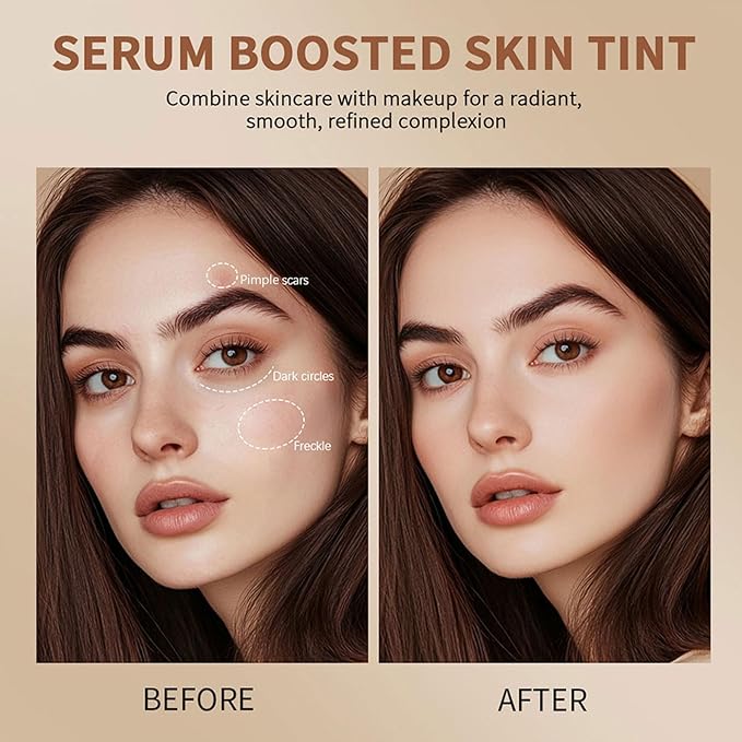 Multi-Use Foundation Stick Beauty Balm Serum Boosted Skin Tint, On-The-Go Tinted Solid Serum, Lightweight and Buildable Creamy Skin Tint Stick Makeup, Natural Finish(01#)
