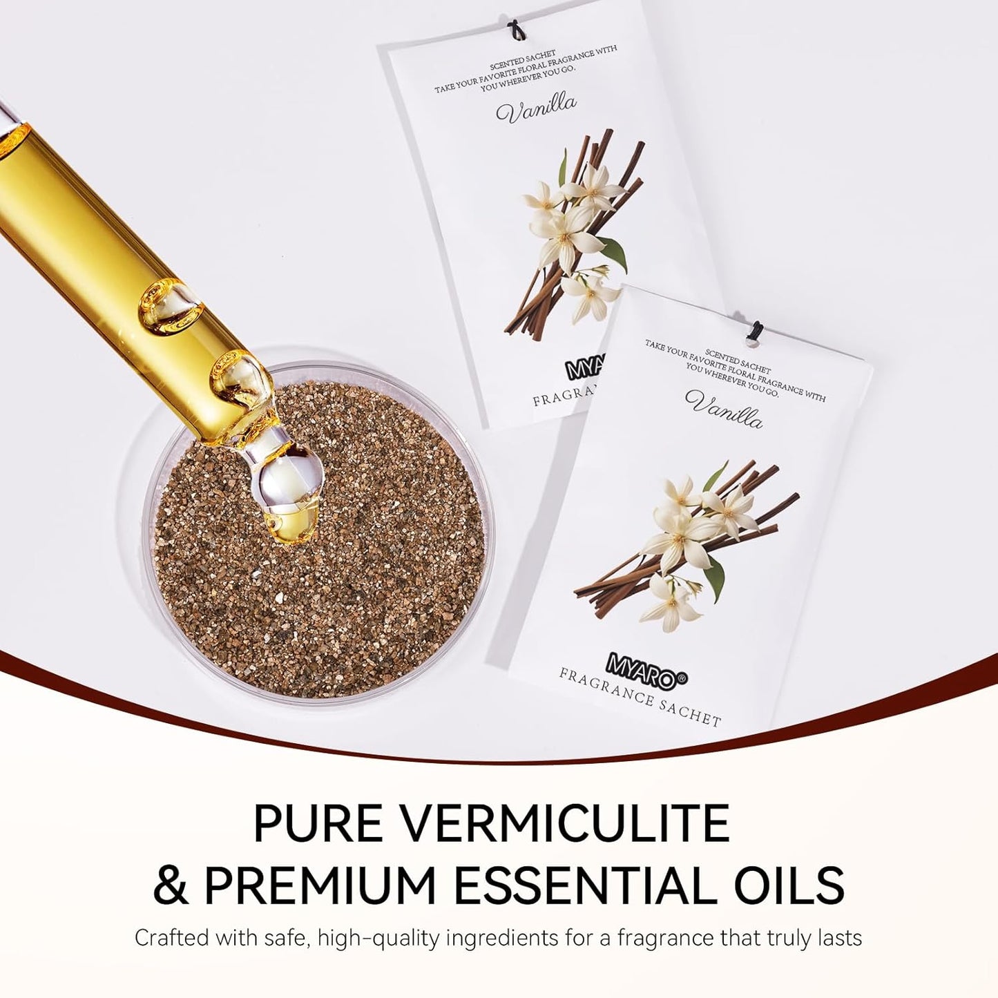 MYARO 12 Packs Vanilla Scented Sachets for Drawer and Closet, Long-Lasting Closet Sachet Bags Drawer deodorizers Fresh Scents, Home Fragrance for Lover