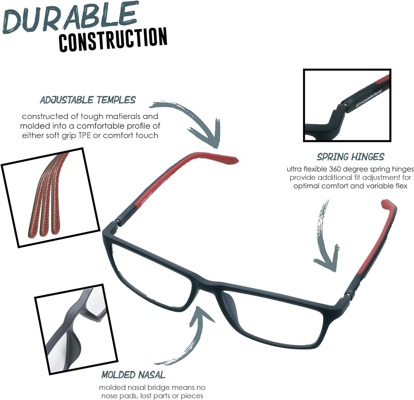 Croakies Zipline Photochromic Eyewear | UV400 Sunglass and Bluelight Protective Eyeglass For Outdoor and HEV Devices | Bundle