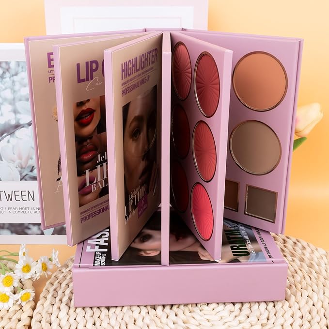 4-Layer Multi - Functional Beauty Book Kit- Style Makeup Palette Ingeniously Combines Eyeshadows, Blushes, Highlighters, Contour Powders In One,Best Choice for A Gift for Women (U201B)