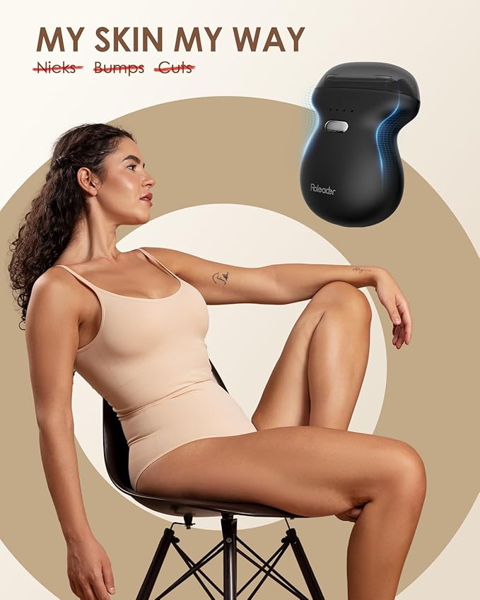 Mini Electric Shaver for Women, Rechargeable Travel-Sized Body Hair Trimmer, Palm-Perfect Hair Removal Razor with LED Display, Waterproof Wet/Dry Use Type-C Charging, On-The-Go Black