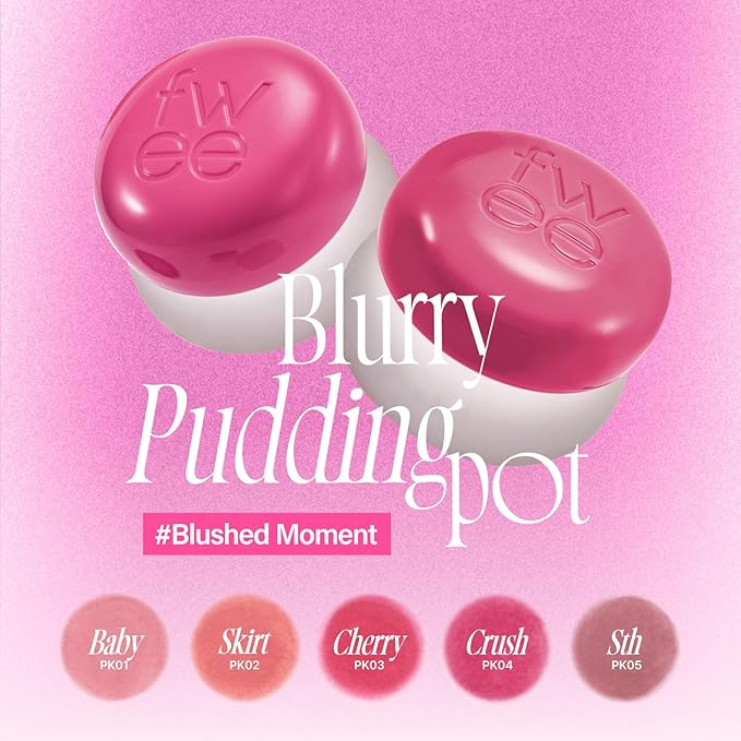 Lip&Cheek Blurry Pudding Pot | Blushed Moment - Sth | Makeup Blush, Buildable Lightweight, Multi-Use Soft Matte Finish | 5g