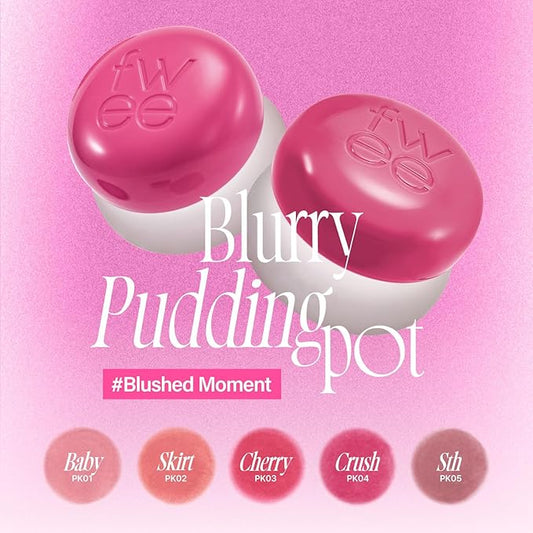 Lip&Cheek Blurry Pudding Pot | Blushed Moment - Sth | Makeup Blush, Buildable Lightweight, Multi-Use Soft Matte Finish | 5g