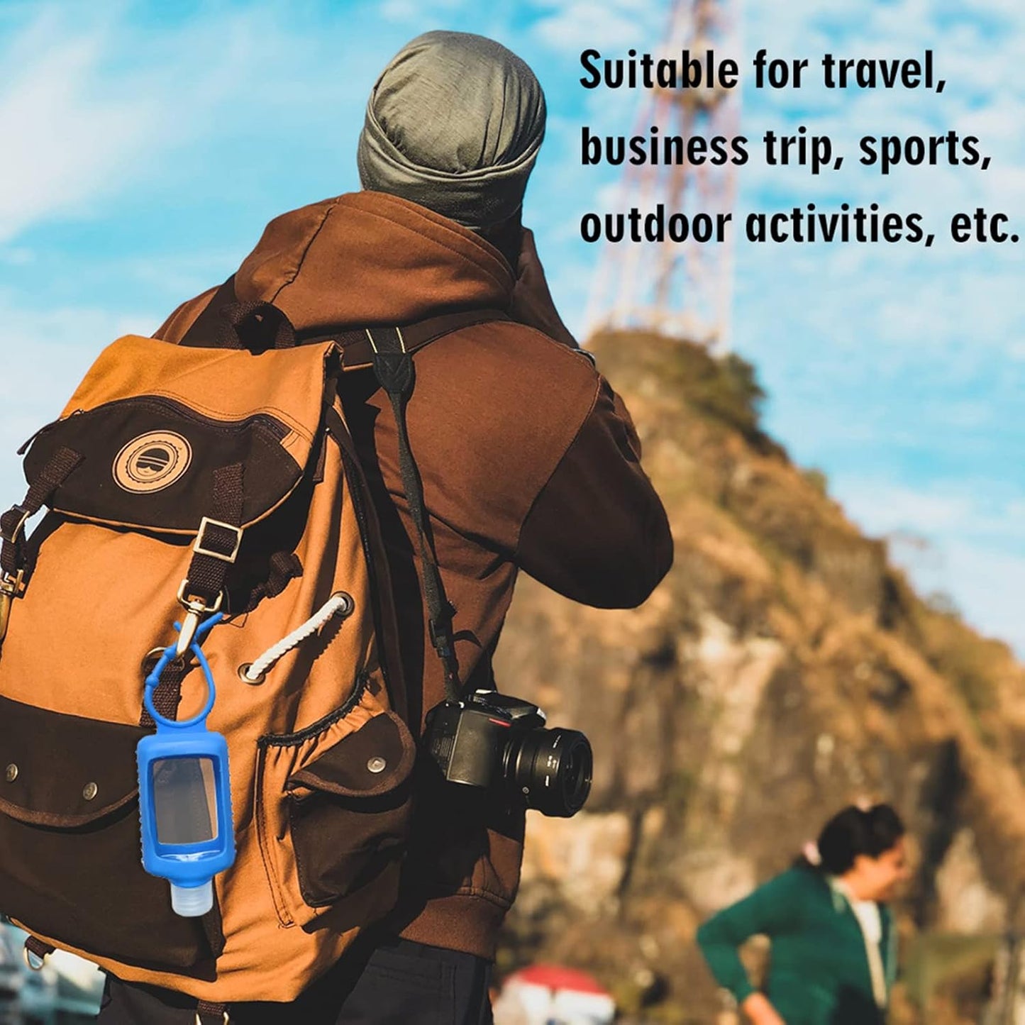 8 PCS Hand Sanitizer Holder Keychain, 60ml/2oz Empty Travel Size Bottles with Silicone Keychain, Portable Plastic Leakproof Squeeze Bottles with Flip Cap for Sanitizer Conditioner